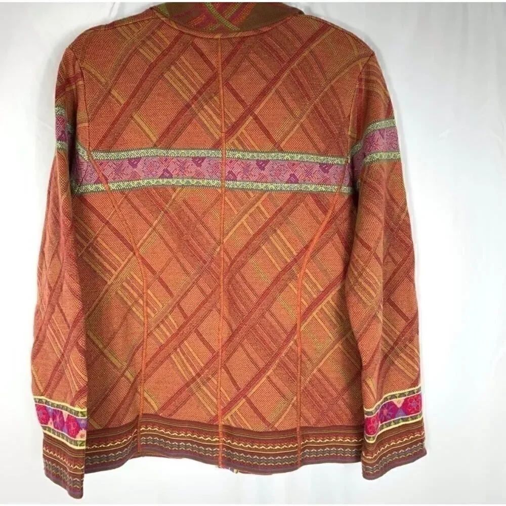 Coldwater Creek Tapestry Jacket L Artsy Boho Lagenlook Woven Button Front Pocket - Picture 4 of 7